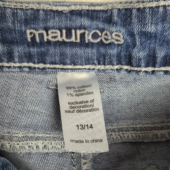 Maurices Distressed Blue Jean Shorts, Sz. 13/14 - Picture 2 of 8